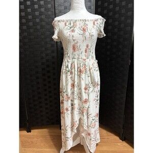 Ardene Maxi Dress Womens L Smocked Floral Cottagecore Romantic Feminine Party